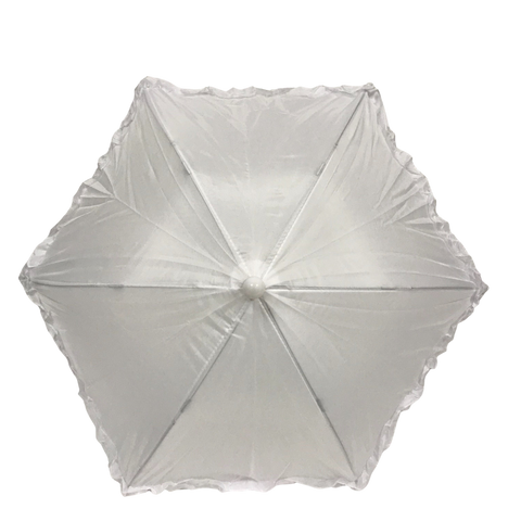 White Umbrella with Ruffle 14.5" (Each)