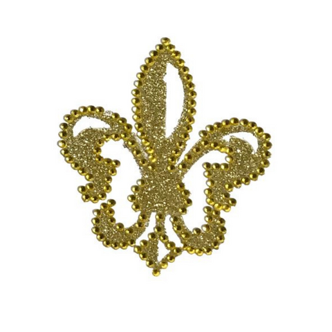 Gold Fleur de Lis Jewelry Glitter Sticker 2" x 2" (Each)