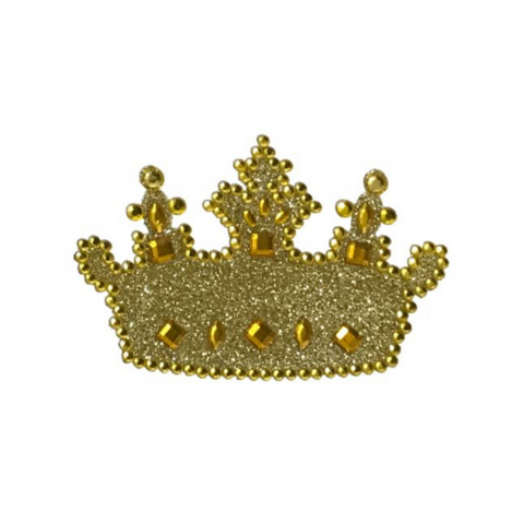 Gold Crown Jewelry Glitter Sticker 2.5" x 1.5" (Each)