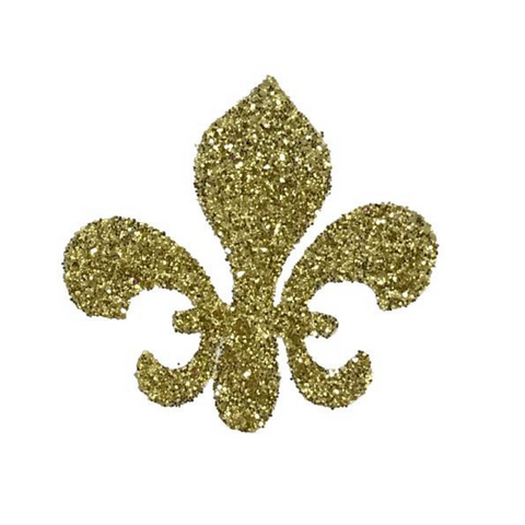 Gold Fleur de Lis Glitter Sticker 2" x 2" (Each)