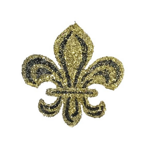 Black and Gold Fleur de Lis Glitter Sticker 2" x 2" (Each)