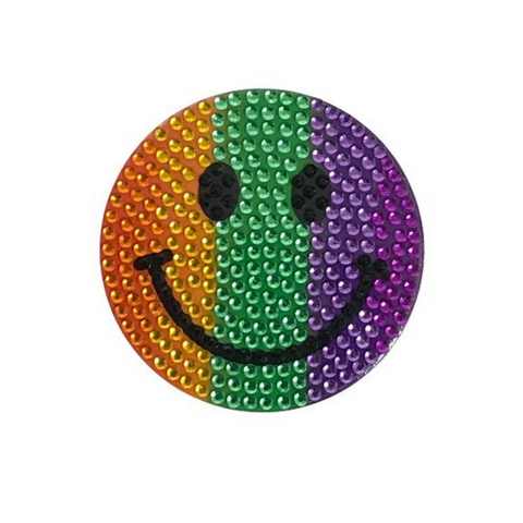 Rainbow Smiley Face Glitter Sticker (Each)