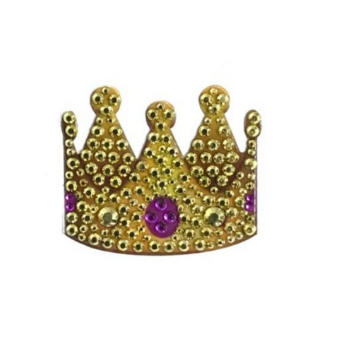 Gold Crown with Purple Stones Glitter Sticker (Each)
