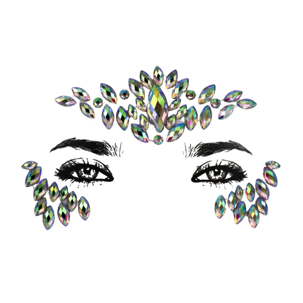 Bright Eyes Clear Crystal Stick on Face Jewels (Each) – Mardi Gras Spot