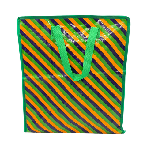 Purple, Green, and Gold Diagonal Stripes Bead Bag - 14" x 15.5" (Each)