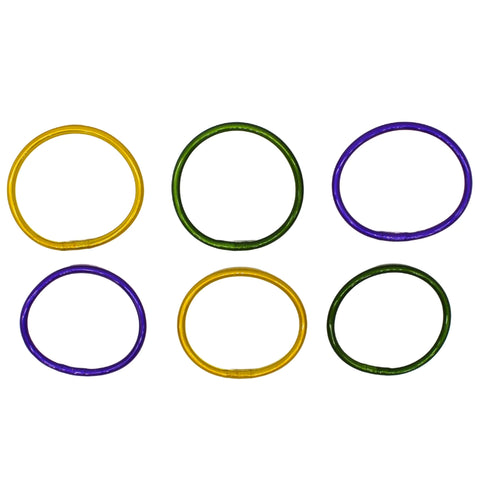 Purple, Green and Gold Bangle Bracelet Set (Pack of 6)