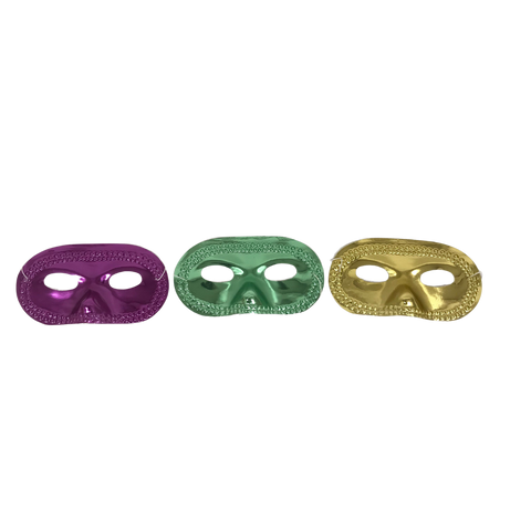 6.75" Mardi Gras Half Masks with Elastic Band (Dozen)