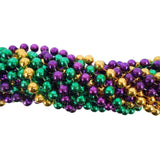 100" 14mm Round Metallic Purple, Gold and Green Mardi Gras Beads