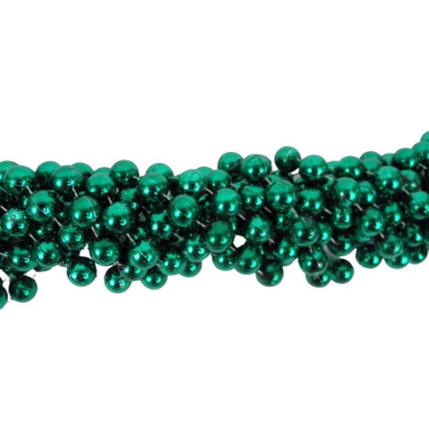 60" 18mm Round Metallic Green Mardi Gras Beads
