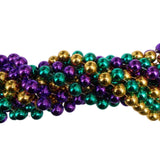 48" 20mm Round Metallic Purple, Gold and Green Mardi Gras Beads