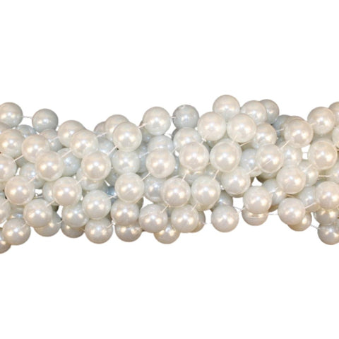 48" 22mm Round Pearl White Mardi Gras Beads