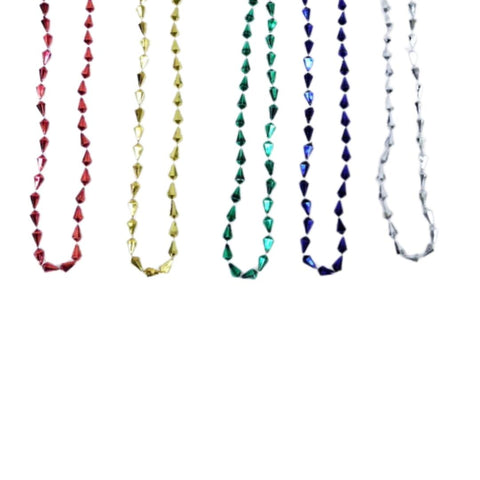 33" Diamond Metallic Red, Green, Gold, Royal Blue, and Silver Mardi Gras Beads (Dozen)