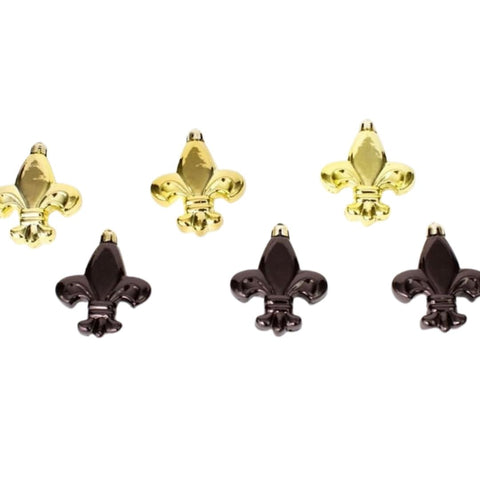 3" Black and Gold Fleur de Lis Ornaments (6 pc)