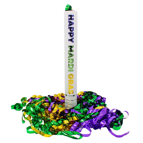 Purple, Green and Gold Mardi Gras Metallic Confetti Cannon 16" (Each)