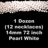 72" 14mm Round Pearl White Mardi Gras Beads