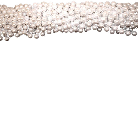 72" 14mm Round Pearl White Mardi Gras Beads