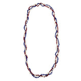 42" 6mm Red, Blue and Pearl White Braided Bead (Dozen)