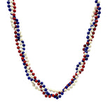 42" 6mm Red, Blue and Pearl White Braided Bead (Dozen)