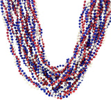 42" 6mm Red, Blue and Pearl White Braided Bead (Dozen)