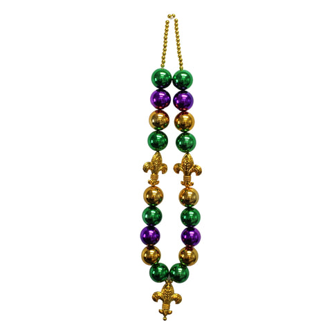 Purple, Green and Gold Big Ball Beads with Fleur de Lis Necklace (Each)