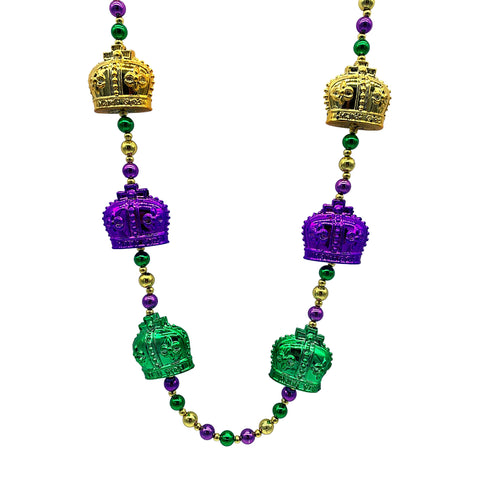 42" Purple, Green and Gold Necklace with Crowns (Each)