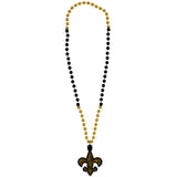36" 10mm Black and Gold Fleur de Lis on Black and Gold Necklace (Each)