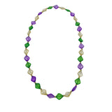 40" Acrylic Purple, Green and Gold Small Diamond Bead Necklace (Each)