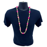 40" Acrylic Light Pink and Hot Pink Marble Bead Necklace (Each)