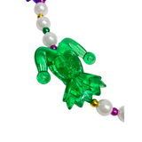 40" Purple, Green and Gold Jester Bead Necklace (Each)