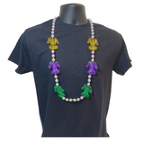 40" Purple, Green and Gold Jester Bead Necklace (Each)
