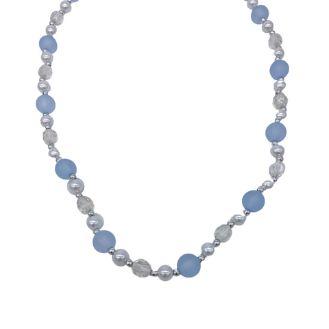 40" 18mm Periwinkle and Pearl Bead Necklace (Each)