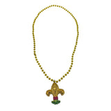 33" Purple, Green and Gold Fleur de Lis Mardi Gras Beads (Each)