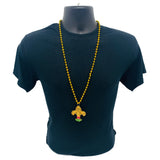 33" Purple, Green and Gold Fleur de Lis Mardi Gras Beads (Each)