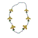 42" Purple, Green and Gold Fleur de Lis Mardi Gras Beads (Each)