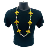 42" Purple, Green and Gold Fleur de Lis Mardi Gras Beads (Each)