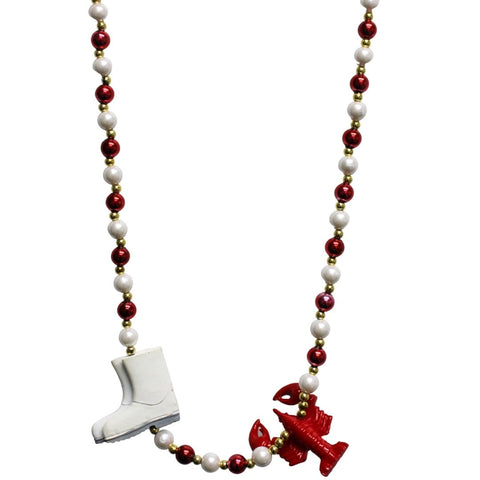 42" Crawfish with Boots Mardi Gras Beads (Each)