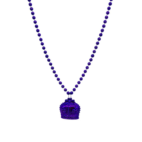 33" Purple, Green and Gold Crowns Mardi Gras Beads (Each)
