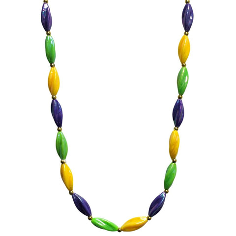 38" Swirl Aurora Borealis Purple, Green and Gold Mardi Gras Beads (Each)