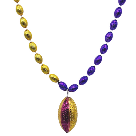 36" Purple and Gold Football Mardi Gras Beads (Each)