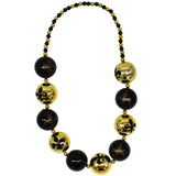 48" 60mm Fleur de Lis Black and Gold Balls Necklace (Each)