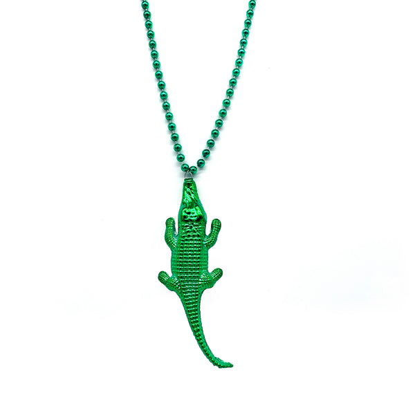 Green Bedazzled Mini Croc Necklace