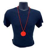 33" 7mm Metallic Red Bead Necklace with 2.5" Red Disc (Each)