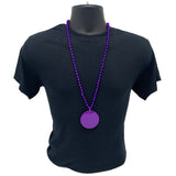 33" 7mm Metallic Purple Bead Necklace with 2.5" Purple Disc (Each)