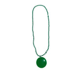 33" 7mm Metallic Green Bead Necklace with 2.5" Green Disc (Each)