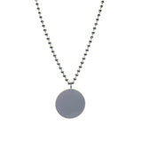 33" 7mm Metallic Silver Bead Necklace with 2.5" White Disc (Each)