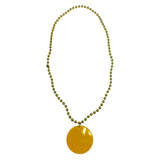 33" 7mm Metallic Gold Bead Necklace with 2.5" Yellow Disc (Each)