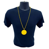 33" 7mm Metallic Gold Bead Necklace with 2.5" Yellow Disc (Each)