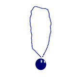 33" 7mm Metallic Blue Bead Necklace with 2.5" Blue Disc (Each)