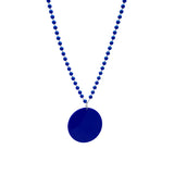 33" 7mm Metallic Blue Bead Necklace with 2.5" Blue Disc (Each)
