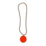 33" 7mm Metallic Orange Bead Necklace with 2.5" Orange Disc (Each)